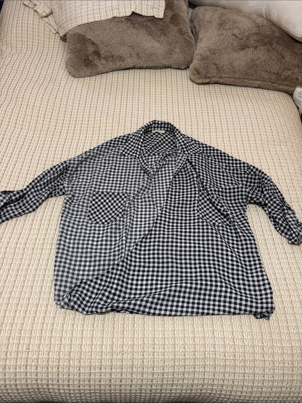 Black and White Gingham Button-Down Shirt
